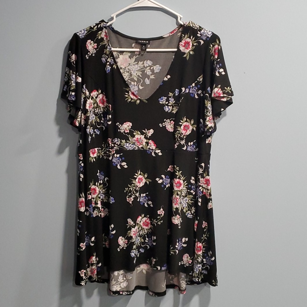 Torrid Black Floral Top